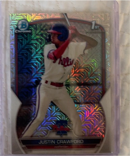 2023 Bowman Chrome #BCP-3 Justin Crawford Mojo Refractor Rookie — front