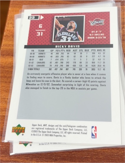 2003 Upper Deck #22 Ricky Davis — front