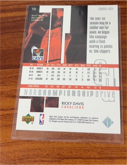2002-03 Upper Deck Championship Drive #13 Ricky Davis — front