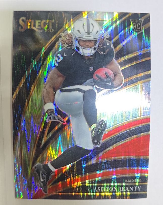 2025 Panini Select #104 Ashton Jeanty Orange & Black Shock Rookie RC Raiders — front