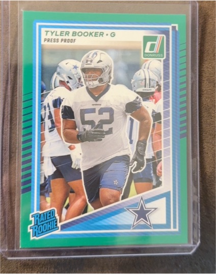 2025 Donruss #354 Tyler Booker Rated Rookie Press Proof Green — front