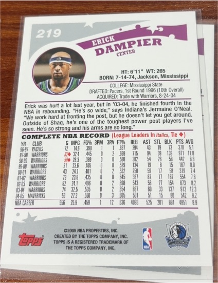 2005-06 Topps 1st Edition #219 Erick Dampier Dallas Mavericks — front