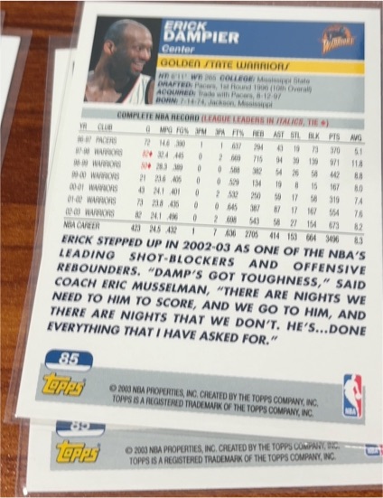 2003 Topps #85 Erick Dampier — front