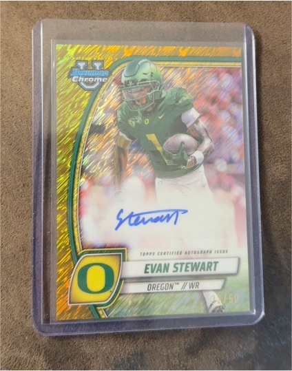 2024 Bowman Chrome University #PA-EST Evan Stewart — front