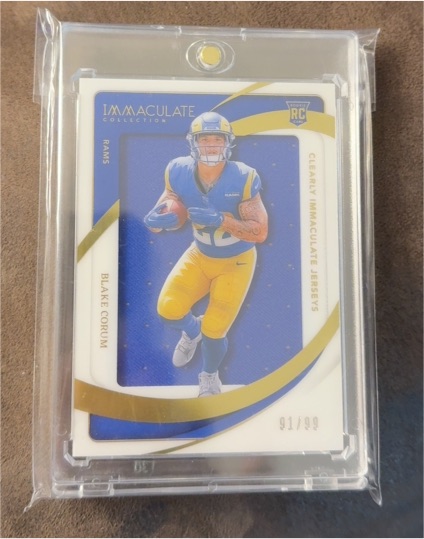 2024 Panini Immaculate Clearly Rookie Jerseys Blake Corum #Clearly Rookie Jerseys — front