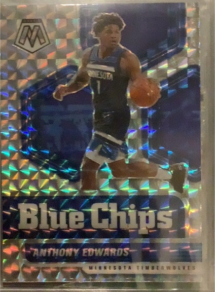 2020-21 Panini Mosaic Blue Chips #14 Anthony Edwards — front