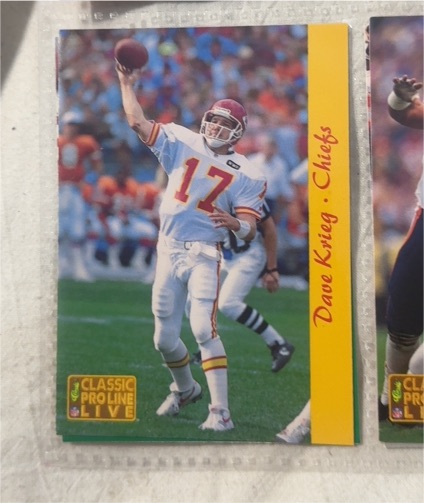 1993 Classic Pro Line Live #117 Dave Krieg — front