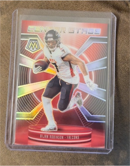 2025 Panini Mosaic #26 Bijan Robinson Center Stage Silver Prizm — front