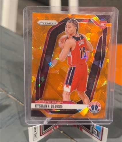 2024-25 Panini Prizm #257 Kyshawn George Orange Ice Prizm Rookie — front