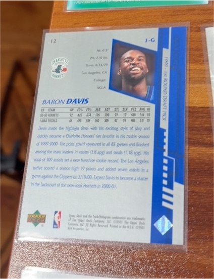 1999 Upper Deck #12 Baron Davis — front