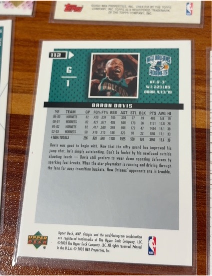 2003 Upper Deck #112 Baron Davis — front