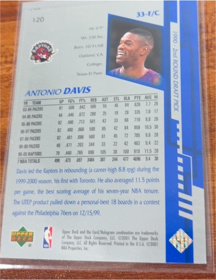 1999 Upper Deck #33 Antonio Davis — front