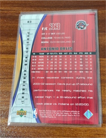 2001 Upper Deck #83 Antonio Davis — front
