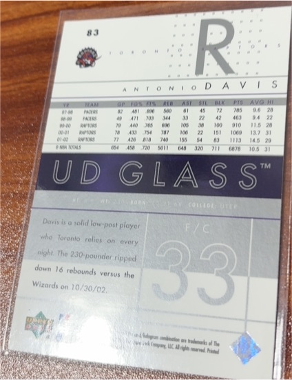 2002-03 Upper Deck UD Glass #83 Antonio Davis — front