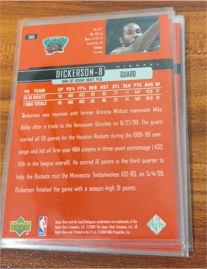 2000-01 Upper Deck #306 Michael Dickerson — front