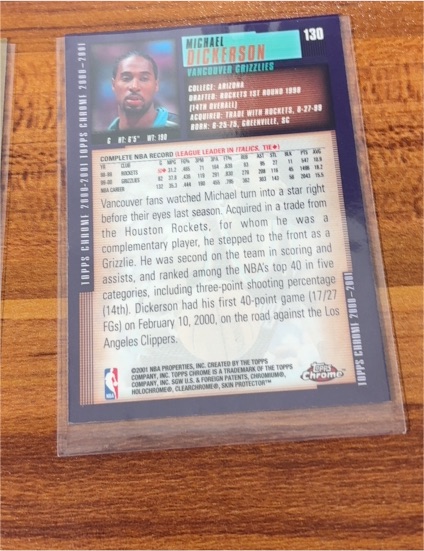 2000-01 Topps Chrome #130 Michael Dickerson Vancouver Grizzlies — front