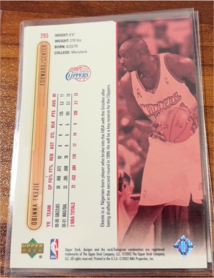 2000-01 Upper Deck #295 Obinna Ekezie — front