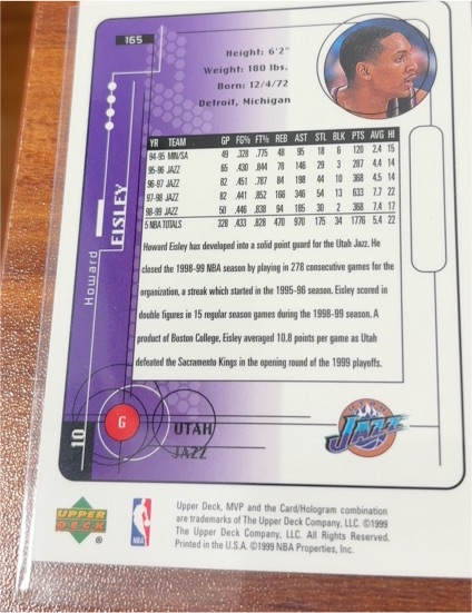 1998 Upper Deck #165 Howard Eisley — front