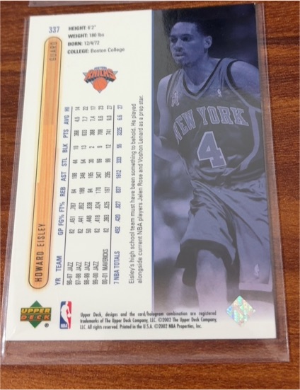 2002-03 Upper Deck #337 Howard Eisley — front