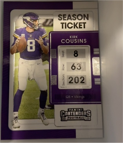 2021 Panini Contenders Season Ticket #64 Kirk Cousins — front