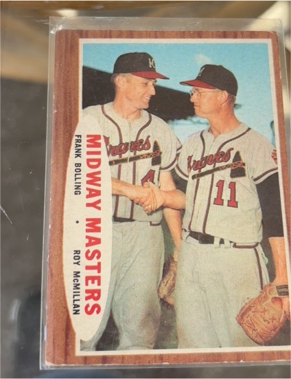 1962 Topps #211 Midway Masters Frank Bolling / Roy McMillan — front