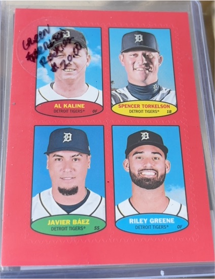 2023 Topps Heritage 1974 Stamps #74BS-61-64 Al Kaline/Spencer Torkelson/Javier Báez/Riley Greene — front