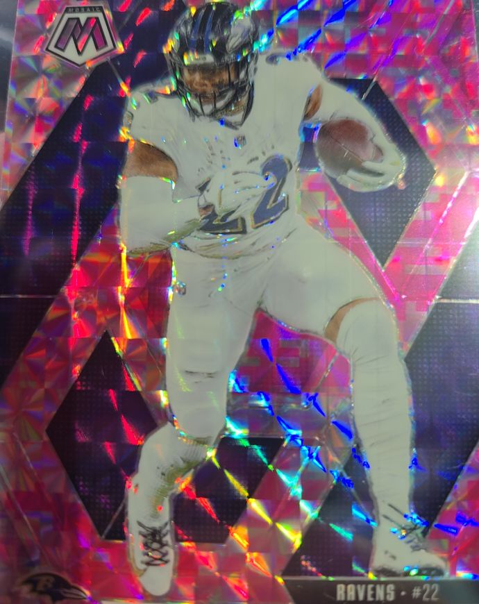 2020 Panini Mosaic #223 J.K. Dobbins Pink Camo Prizm Rookie Card — front