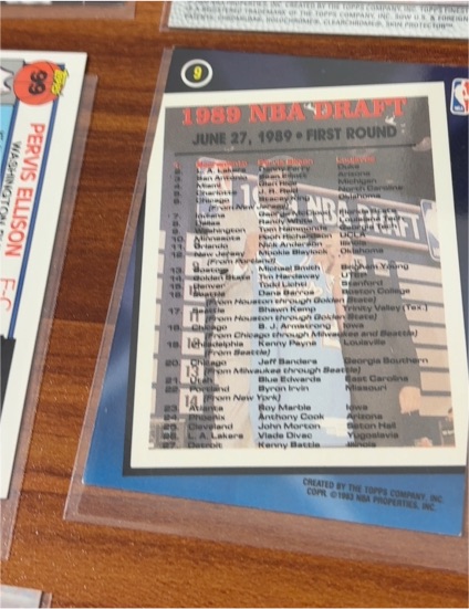 1989 Topps #9 1989 NBA Draft Checklist — front