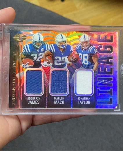 2020 Panini Illusions Lineage #L7 Edgerrin James Marlon Mack Jonathan Taylor — front