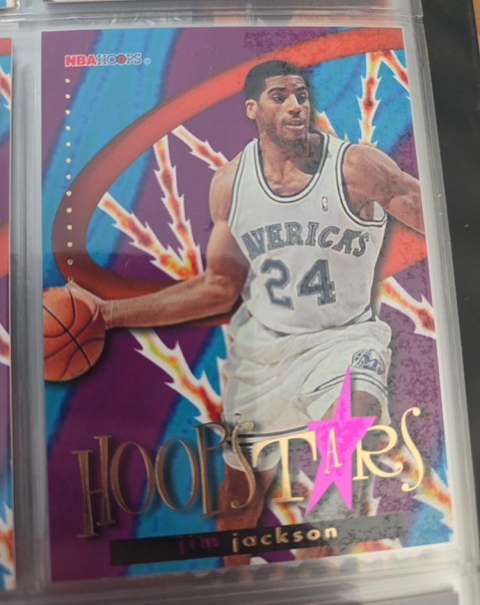 1995-96 NBA Hoops Hoopstars #HS2 Jim Jackson — front