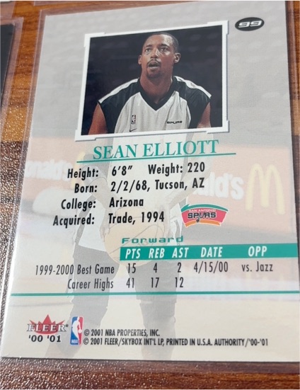2000 Fleer #99 Sean Elliott — front