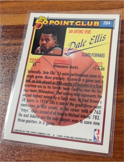 1992-93 Topps 50 Point Club #204 Dale Ellis — front