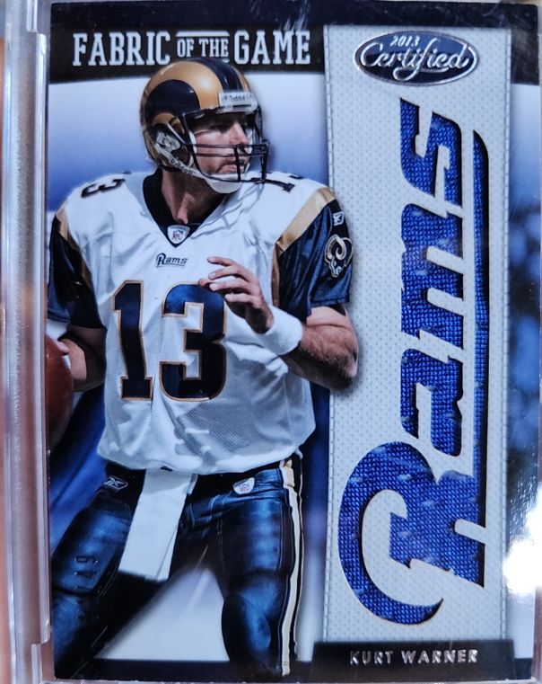 2013 Panini Certified Fabric of the Game Team Die Cut #17 Kurt Warner — front