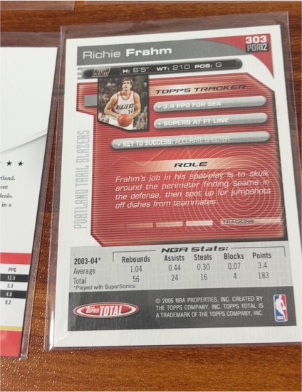 2005-06 Topps Total #303 Richie Frahm — front