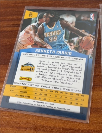 2013-14 Panini #80 Kenneth Faried Denver Nuggets — front