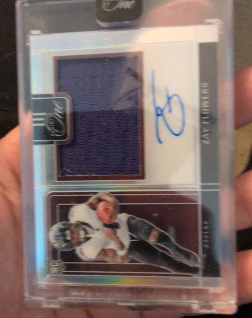 2023 Panini One #322 Zay Flowers Rookie Patch Autograph — front