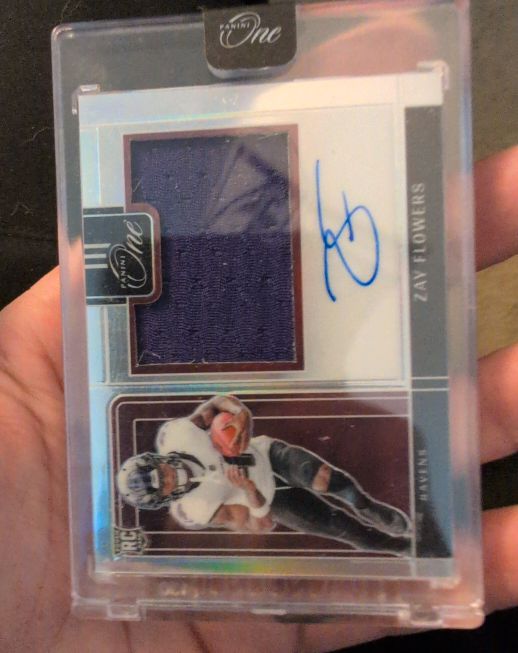2023 Panini One #322 Zay Flowers Rookie Patch Auto — front