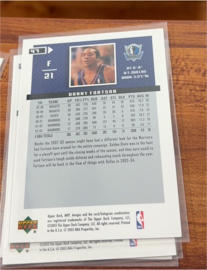 2002 Upper Deck #47 Danny Fortson — front