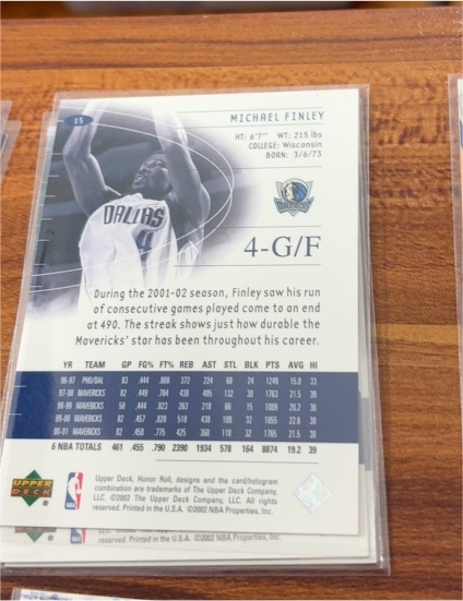 2002 Upper Deck #15 Michael Finley — front
