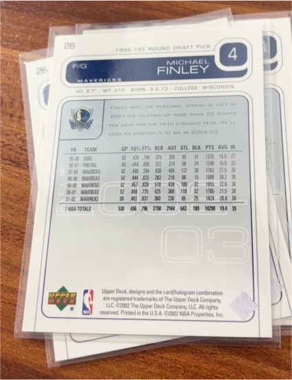 2002-03 Upper Deck #26 Michael Finley — front