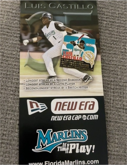 1999 Florida Marlins Luis Castillo New Era Pin — front