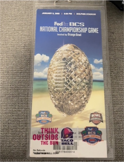 2009 FedEx BCS National Championship Game Ticket — front
