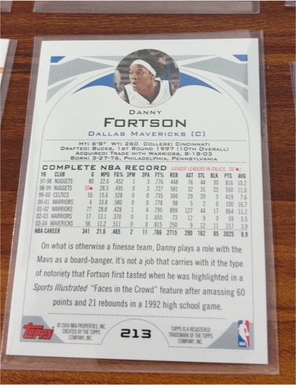 2004-05 Topps #213 Danny Fortson — front