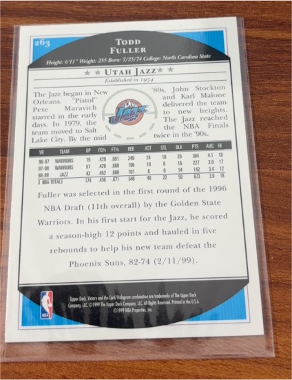 1999 Upper Deck Victory #g63 Todd Fuller — front