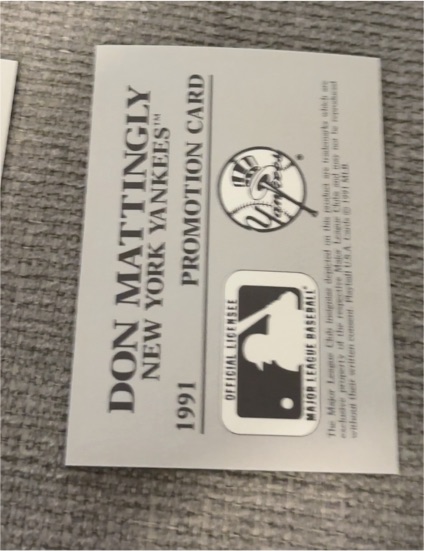 1991 Don Mattingly New York Yankees Promotion Card — front