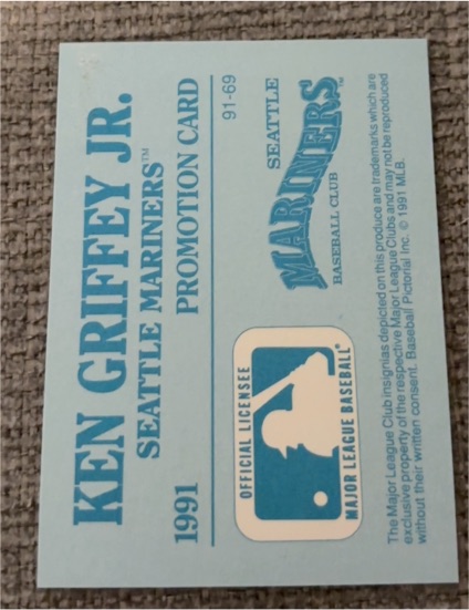 1991 Seattle Mariners Ken Griffey Jr. Promotion Card #91-69 — front