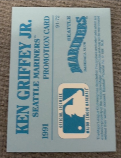 1991 Playball U.S.A. #91-72 Ken Griffey Jr. Seattle Mariners Promotion Card — front