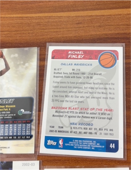 2002-03 Topps #44 Michael Finley — front