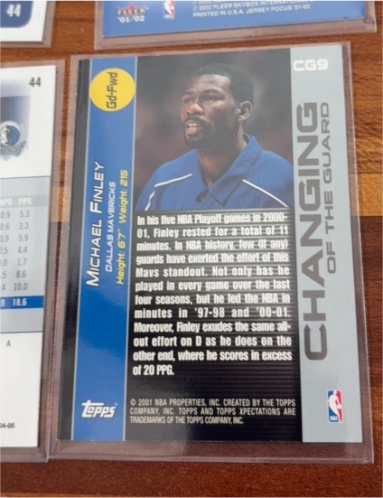 2001-02 Topps Xpectations #CG9 Michael Finley Changing of the Guard — front