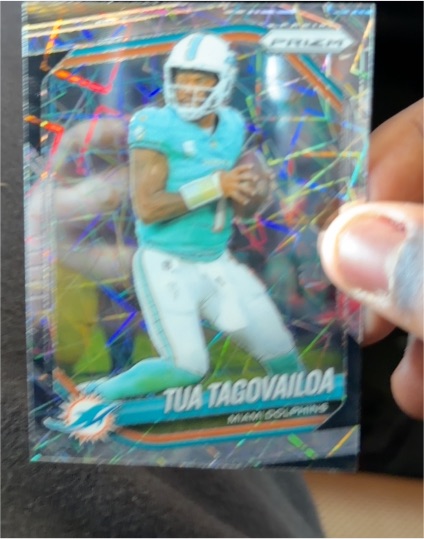 2025 Panini Prizm Football #58 Tua Tagovailoa Lazer Prizm Miami Dolphins — front
